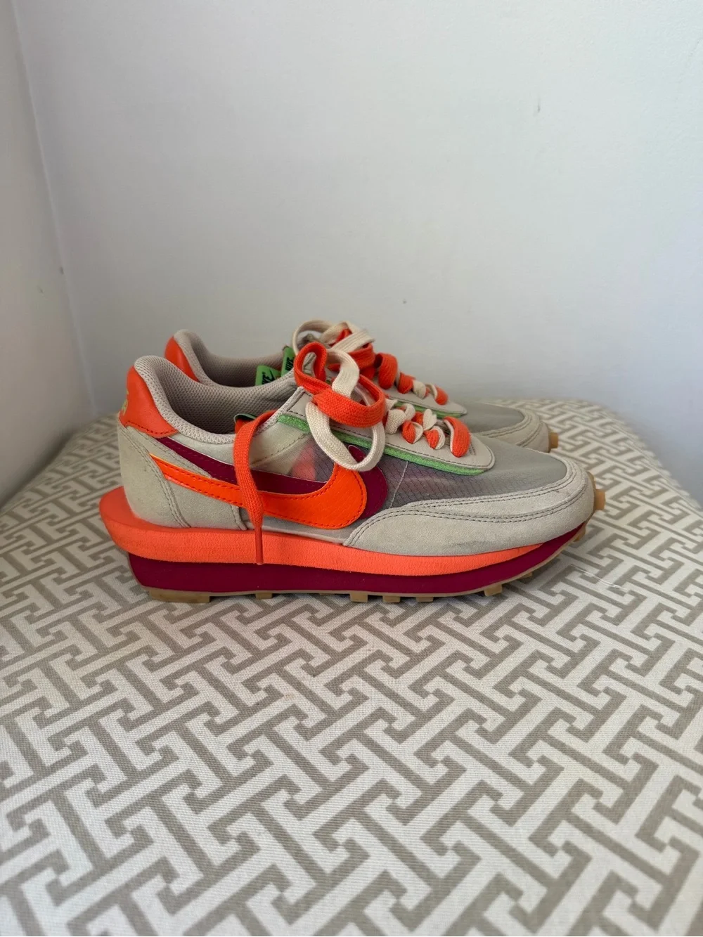 Nike Women's Orange, Beige & Green Layered Running Sneakers